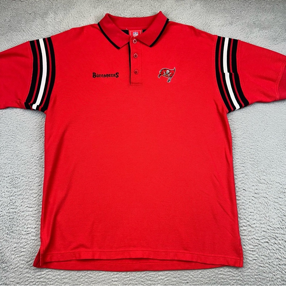 Tampa Bay Buccaneers Shirt Mens Large Red Knit Polo NFL Football Casual Team